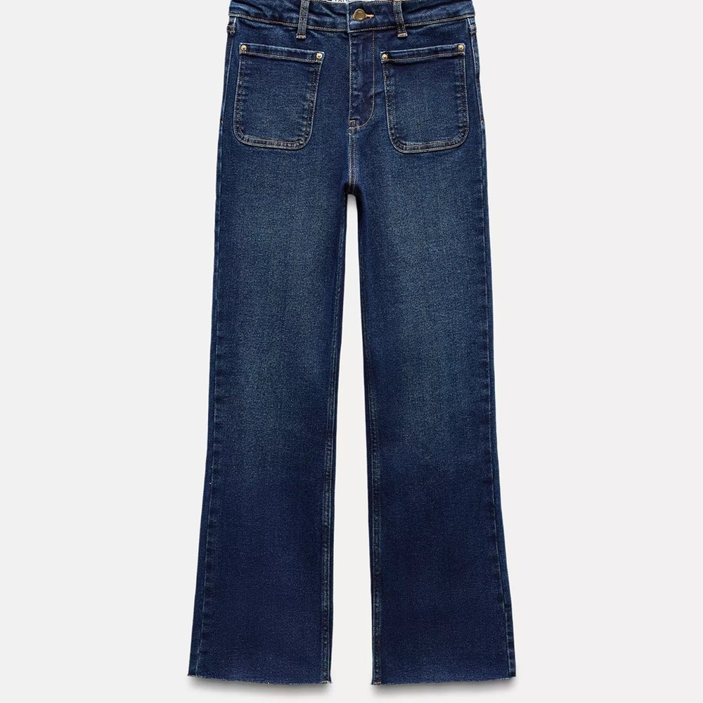 Zara High Waisted Mini Flare Jeans-Blue (US size 4)